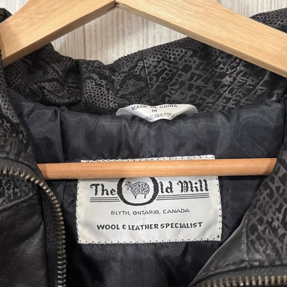 Black Textured Leather Jacket - Picture 3 of 7